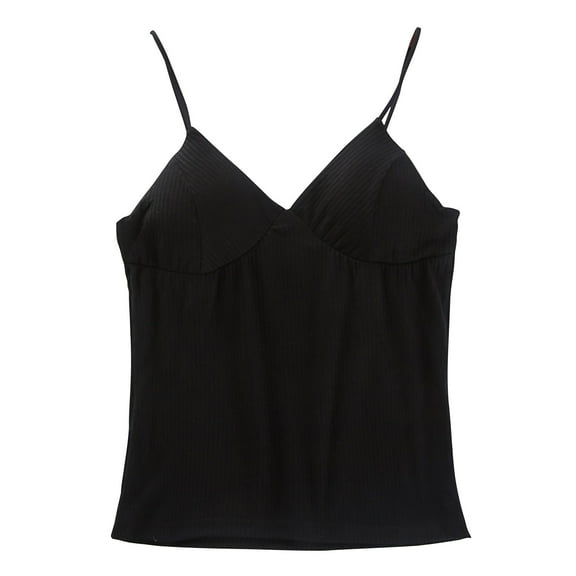 Uaswgudfs Women's Summer Sleepwear Ribbed Camisole Top PJS - Cotton Pajama Nightshirt with Spaghetti Straps, Soft Breathable Loungewear