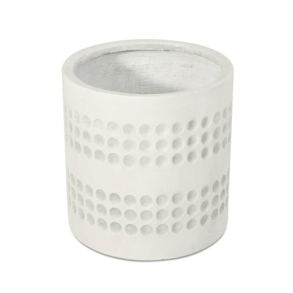 GDF Studio Suncook Outdoor Cast Stone Planter, Antique White Medium