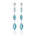 thumbnail image 3 of 14K Solid White Gold Swiss Blue Topaz Drop Dangle Earrings December Birthstone Jewelry, 3 of 10