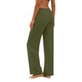 thumbnail image 5 of Wutalume Women's Casual Lightweight Linen Pants - with Drawstring Waist and Pockets, Loose Trousers for Summer, Beach, Travel, Breathable Airy Fabric, Perfect Summer Pants for Women,Army Green L, 5 of 7