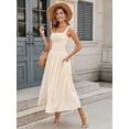 thumbnail image 2 of Vestido midi XinFsh 2025, verano, bohemio, a cuadros, cuello cuadrado, amarillo, 2 of 4