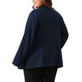 thumbnail image 3 of Agnes Orinda Women's Plus Size Suit Blazer Wear-to-Work Button Long Sleeve Blazers Jackets 3X Navy Blue, 3 of 6