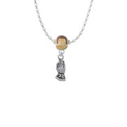 Delight Jewelry Silvertone Praying Hands Mia Monkey Charm Necklace