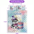 thumbnail image 5 of Happy Birthday Cute Puppy Siberian Husky with Cake Gifts Party Hat Quilt Bedding Set Husky Dog Lover Gifts 1 Blanket Bed Cover 2 Pillowcases - 00029, 5 of 5