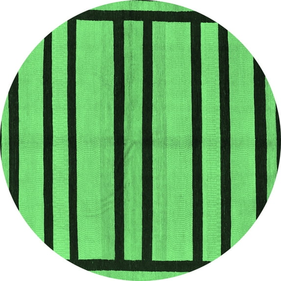 Ahgly Company Indoor Round Abstract Emerald Green Modern Area Rugs, 6' Round