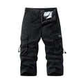 thumbnail image 3 of BiZtdJrK Men Solid Cargo Shorts Drawstring Elastic Waist Summer Casual Capris Lightweight Tactical Outdoor Shorts with Muliti Pockets Black M, 3 of 5
