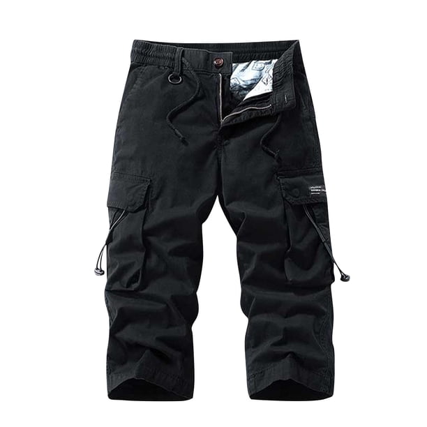 Multi Bolsillo Cargo Pantalones para Hombres Estiramiento Casual Cordón Clásico Pantalones Cortos de Verano con Bolsillos Múltiples, Pantalones Cortos de Cintura Elástica