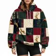 thumbnail image 3 of Pet Pouch Hoodie for Women, Christmas Reindeer Patchwork Pullover Sweatshirt with Cuddle Pouch Dog Carrier Pocket, 3 of 5