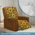 thumbnail image 4 of Renewold Sunflower Wood Grain Bee Print Stretch Recliner Couch Cover Heavy Duty Reclining Chair Cover 4 Pieces Lazy Boy Recliner Chair Slipcover Thick Soft Furniture Protector, 4 of 8