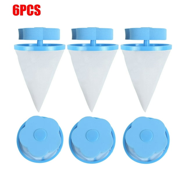 Xihbxyly Filtro de Pelusas para Lavadora, Malla Azul para La Colada, Bolsa para Quitar El Vello, Evita Obstrucciones, Mejora La Eficiencia Del Lavado, Fácil de Usar, Juego de 6 Unidades, Tamaño 15 X