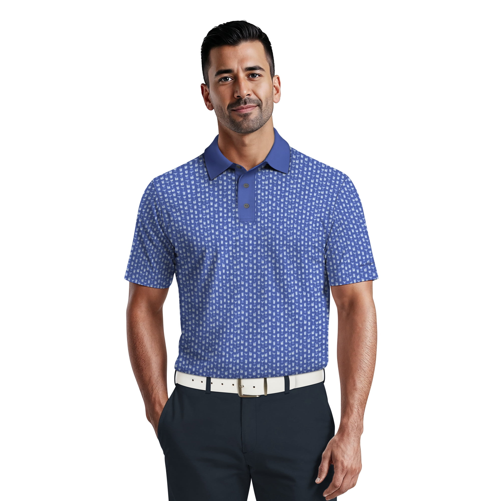 Ben Hogan Men's & Big Men's Performance Drink Printed Short Sleeve Polo Shirt, up to 5XL