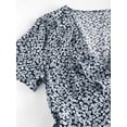 thumbnail image 3 of ZAFUL for Female leisure Ditsy Floral Ruffles Wrap Dress Deep Blue L, 3 of 4