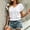 White Tops, variant on CUSTG Casual Shirts For Women Summer Short Sleeve Solid Color Fashionable T Shirt Boho Tops