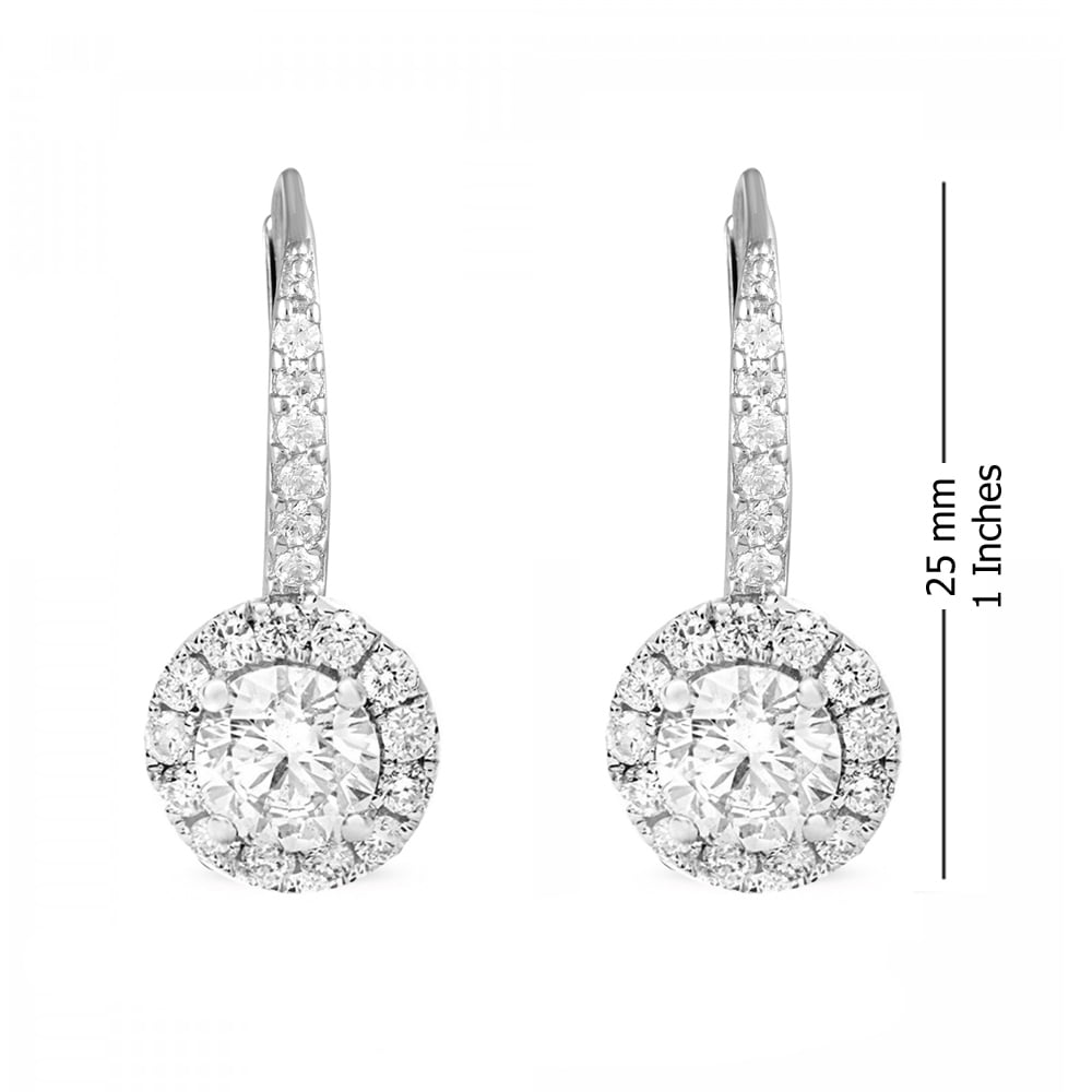 LeCalla 925 Sterling Silver Light-Weight Jewelry Cubic Zirconia Leverback Drop Earrings for Women and Teen 25MM