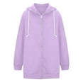 thumbnail image 6 of Lindreshi Womens Full-Zip Hooded Sweatshirt Women's Hoodie Zipper Long Sleeve Sweatshirts Long Coat Tops with Pockets, 6 of 7