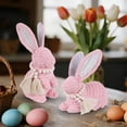 thumbnail image 4 of JEWLALO 2 Pack Woven Bunny Easter Decor - Bunny Decorations for Home, Spring Rabbit Figurines for Shelf Table Centerpiece (Pink), 4 of 7