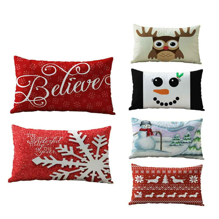  Outdoor Pillows Covers with Inserts 1PCS, Christmas Snowman  Snowflake Red Bird Xmas Style Waterproof Pillow with Adjustable Strap Decorative  Throw Pillows for Patio Furniture Lounge Chair, 12x20 Inch : Patio, Lawn