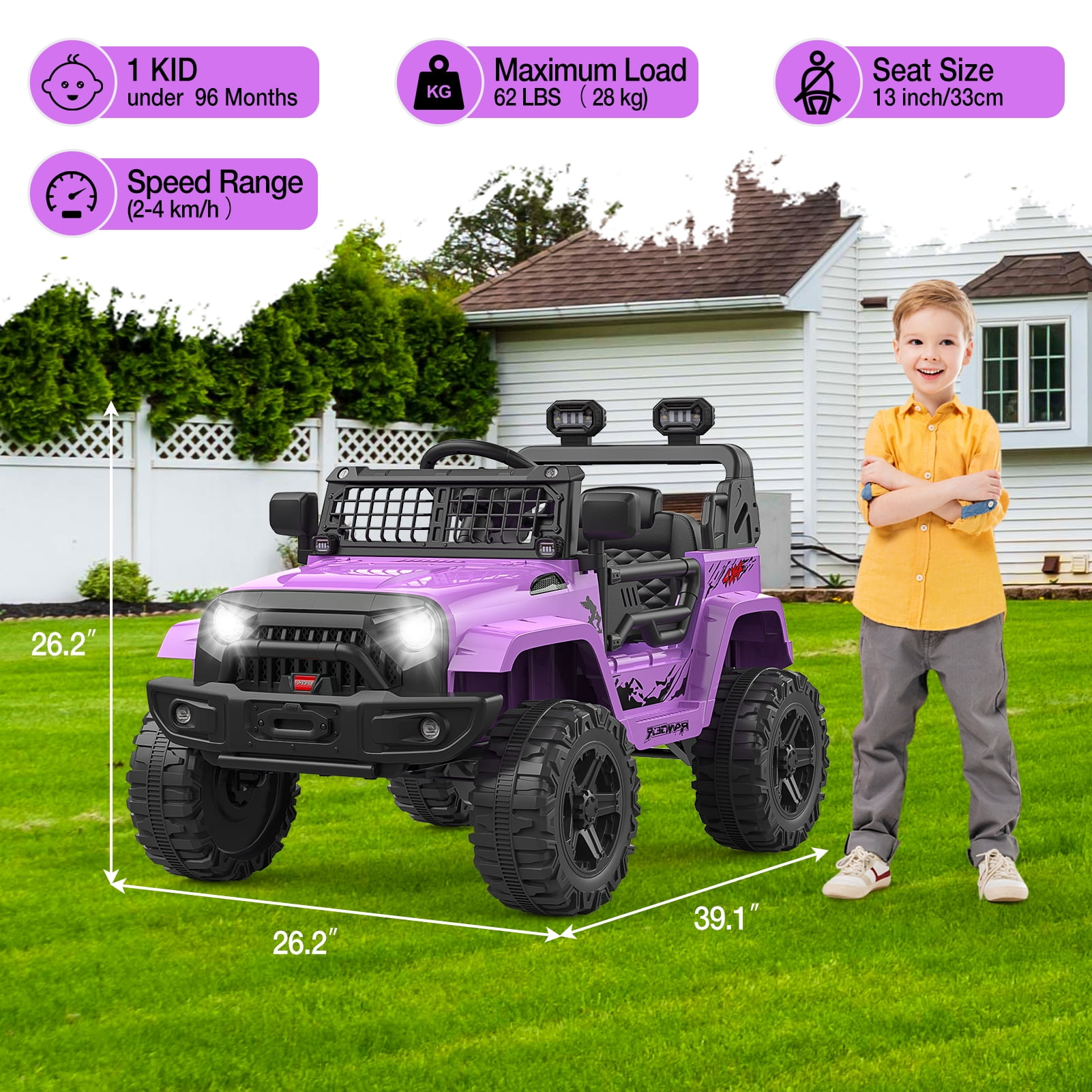 CazToi 12V Kids Ride On Truck Toddlers Battery Powered Electric Vehicle with Remote Control Ride On Toy Car for Boys Girls 3-8