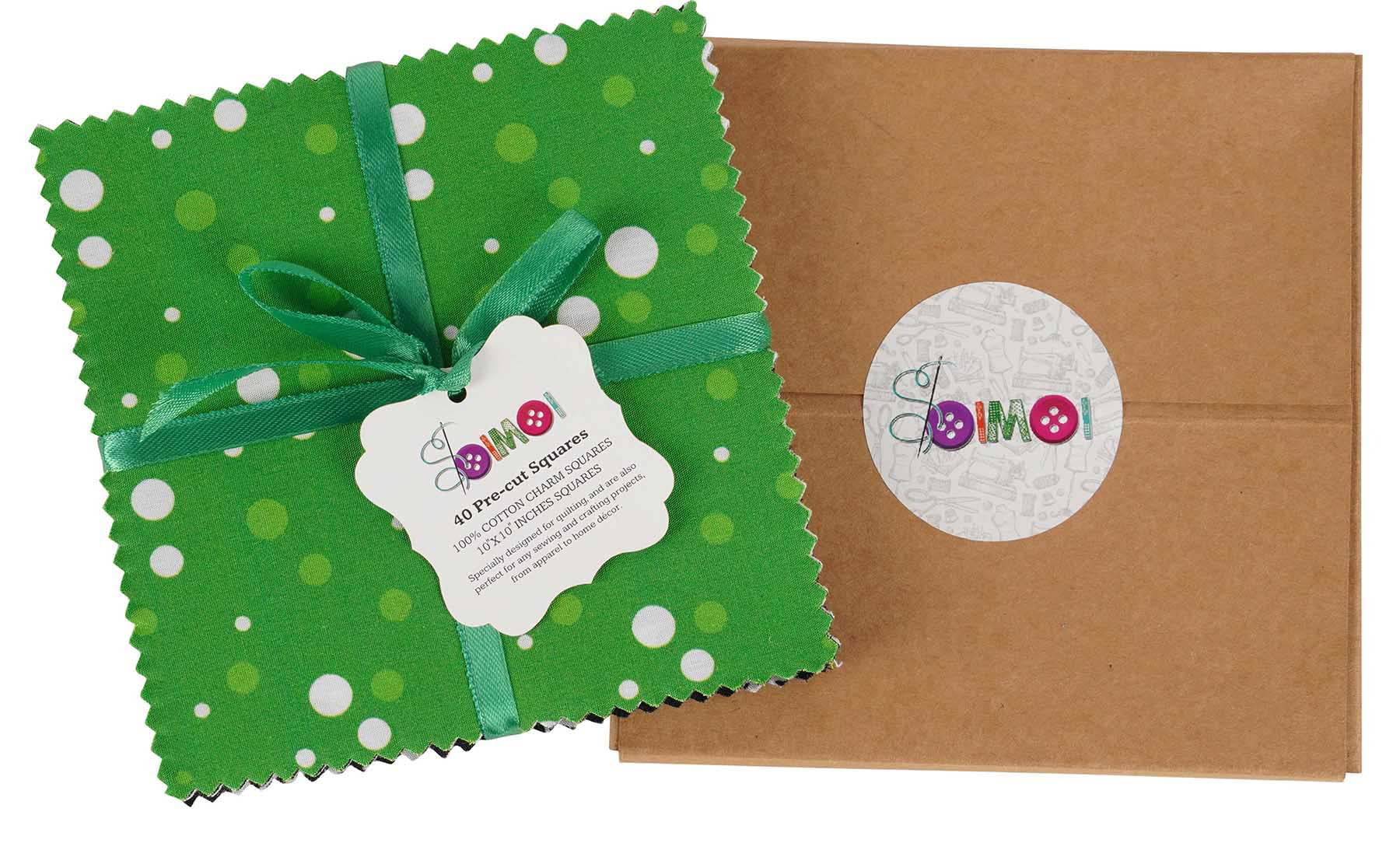 Soimoi Christmas Theme Print Precut 10-inch Cotton Fabric Quilting Squares Charm Pack DIY Patchwork Sewing Craft