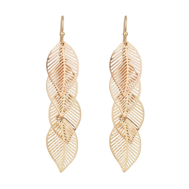 【just LoveR.】23SS★ Tamia Earrings Time and Tru Adult Women's Gold Tone Multi Filigree Leaf