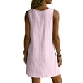 thumbnail image 4 of zbxnLI Womens Striped Dress V Neck Sleeveless Mini Dresses with Pockets Summer Vacation Casual Loose Sundress, 4 of 7