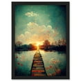 thumbnail image 1 of Path Into The Light Calm Landscape Oil Painting Artwork Framed Wall Art Print A4, 1 of 4