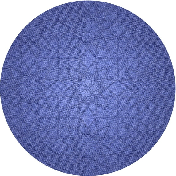 Ahgly Company Indoor Round Patterned Light Slate Blue Area Rugs, 6' Round