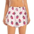 thumbnail image 2 of Qekee Hand Drawn Strawberry for 2 in 1 Flowy Running Shorts for Women High Waisted Gym Tennis Shorts Double Layer Shorts with Pocket, 2 of 9
