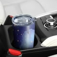 thumbnail image 4 of Gobelet Isolé 20oz, Gobelet de Voyage avec Couvercle, Porte-Gobelet Tasse de Voyage Amicale, Contenant Isotherme en Acier Inoxydable, Gobelet 20 Oz, Tasse à Café Réutilisable Isolée avec Couvercle (Ciel Étoilé Violet), 4 of 6