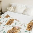 thumbnail image 6 of Floral Highland Cow Fuzzy Flannel Blanket 60 x 50 Inch Farmhouse Throw Blanket Watercolor Flower Greenery Yak Blanket for Home Chair Sofa Couch Bed, 6 of 6