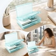 thumbnail image 3 of Double Layer Pencil Box, Large Capacity Plastic Hard Crayon Box, Durable Plastic Clear Marker Organizer with Snap Lid, Stackable Storage Boxes (Blue, 8''X5''X2''), 3 of 7
