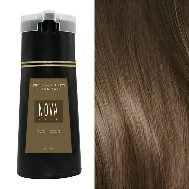 Shampooing Colorant Nova, Shampooing Colorant Instantané Nova, Rapide, Facile et Sûr, Solution de Coloration Capillaire avec Couverture des Cheveux Gris - Sans Ammoniaque, Shampooing Colorant pour Cheveux Gris pour Femmes et Hommes