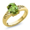 thumbnail image 2 of Gem Stone King 2.10 Ct Oval Green Peridot 18K Yellow Gold Plated Silver Curl Into Me Ring, 2 of 2