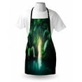 thumbnail image 3 of Jungle Apron Tropical Lake Mangrove Rainforest Pathway through Lush Sri Lanka Travel Destination, Unisex Kitchen Bib Apron with Adjustable Neck for Cooking Baking Gardening, Green Teal, by Ambesonne, 3 of 3