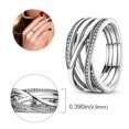 thumbnail image 2 of Anillo apilable de lujo Chapado en plata para mujer, anillos de joyería fina con margaritas y flores infinitas reales para fiesta de compromiso y boda, 2 of 5