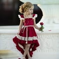 thumbnail image 6 of Zpanxa Toddler Girls Princess Dress, Little Girls Party Wedding Formal Dress, Flying Sleeves Lace Hollow Out Irregularity Long Dress, Kids Pageant Flower Girl Sleeveless Dress Red (12-18 Months), 6 of 8