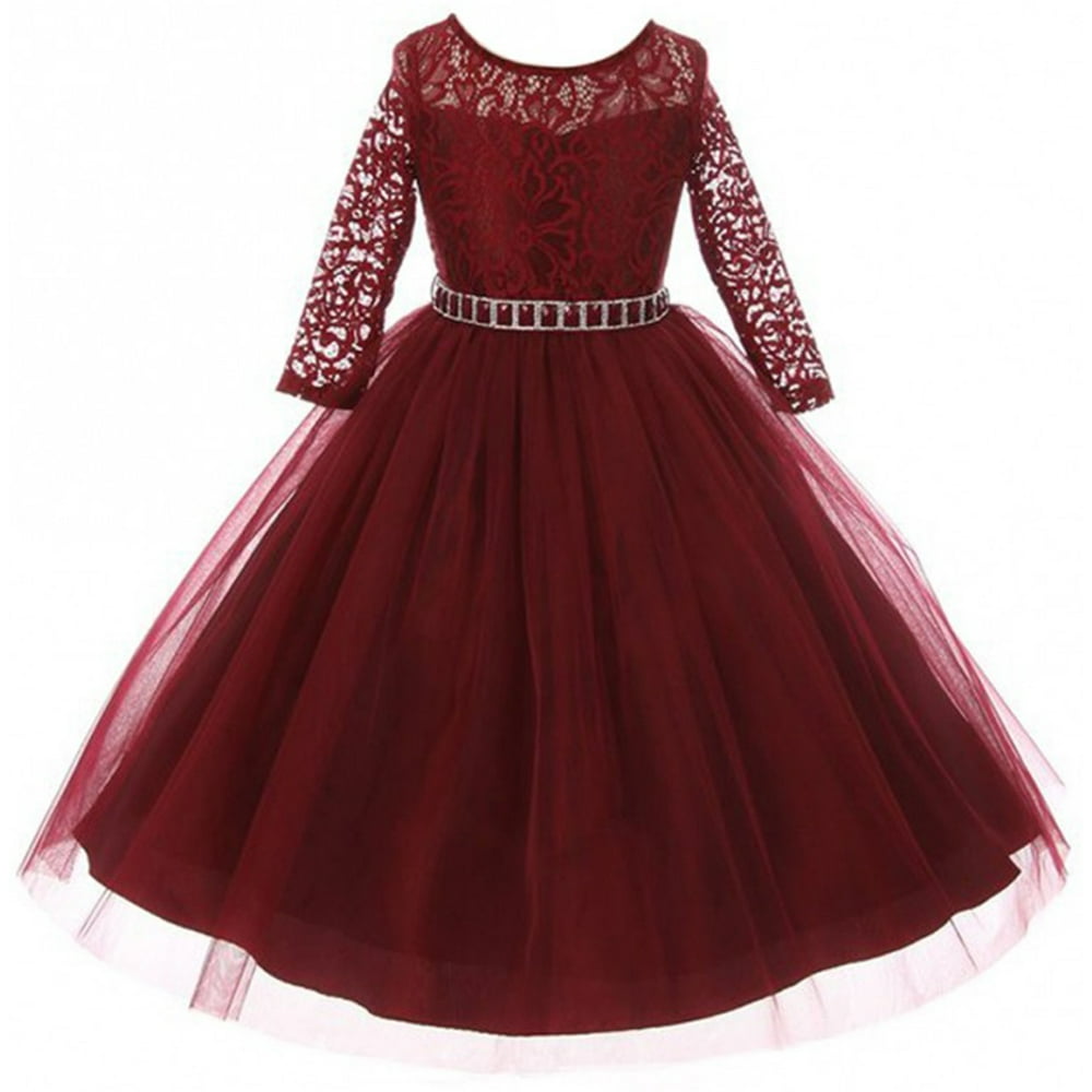 Dreamer P Big Girls' Dress Lace Top Rhinestones Tulle Holiday