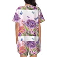 thumbnail image 6 of Fotbe Flowers And Colorful Butterflies Print Pajama Set for Women 2 Piece Loungewear Short Sleeve Tops and Shorts Set Soft Sleepwear-Large, 6 of 7