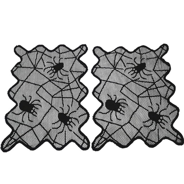 RKSTN Chemin de Table Décorations d'Halloween Ensembles Nappe d'Halloween Toile d'Araignée Effrayante Dentelle Couverture de Table