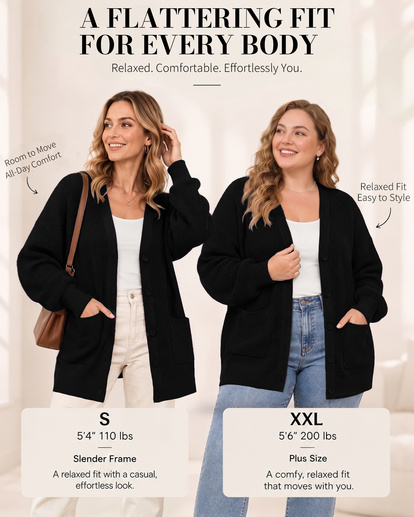QUALFORT Women's 100% Cotton Oversized Cardigan with Pockets photo 4