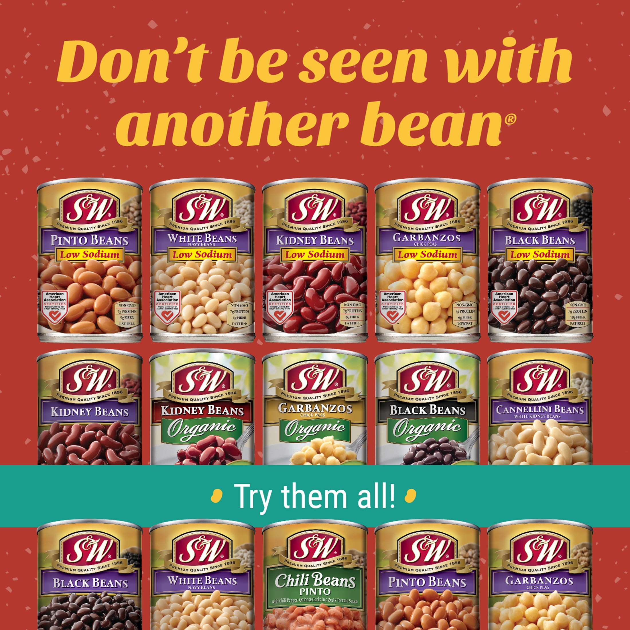 S&W Pinto Chili Beans - Low Sodium - 15.5 oz. Can