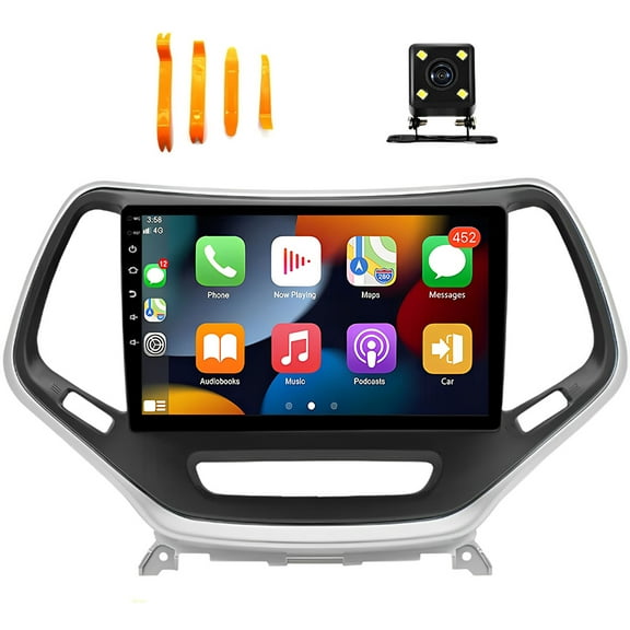 Molaner Android 13 Car Radio for Jeep Cherokee 2015-2018, Wireless Carplay and Android Auto, 10.1 inch Touch Screen Head Unit with FM/GPS/WiFi/SWC, 2 32G