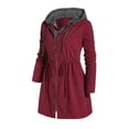 thumbnail image 3 of ClodeEU Winter Coats Jackets for Women Clearance Fashion Women Zipper Patchwork Winter Fly Hooded Space Plus Thick Cotton Coat Flash Picks Wine 8(L), 3 of 4