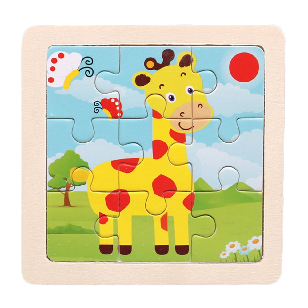 Montessori Wood Animal Jigsaw Puzzle Panel Kid Toy Brain Developmental Training 