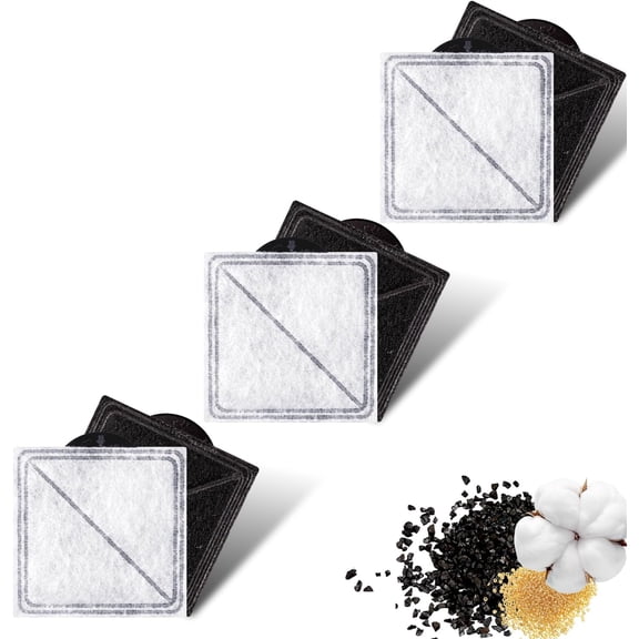 2.5inch Pet Fountain Filters Replacement Compatible with PetSafe Outlast Pumpless and for Viva Water Fountains 6 Packs