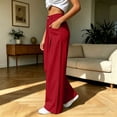 thumbnail image 7 of Edvintorg Women's Casual Pants Elastic Waisted Loose Wide Leg Lightweight Trouser with Pockets Women Clothing Red L, 7 of 7