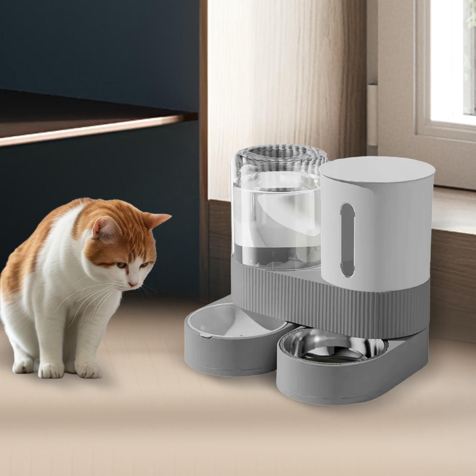 CarpNettore Automatic Pet Feeder Detachable Pet Feeding Bowl for Bunny Small Dogs Kitten Gray