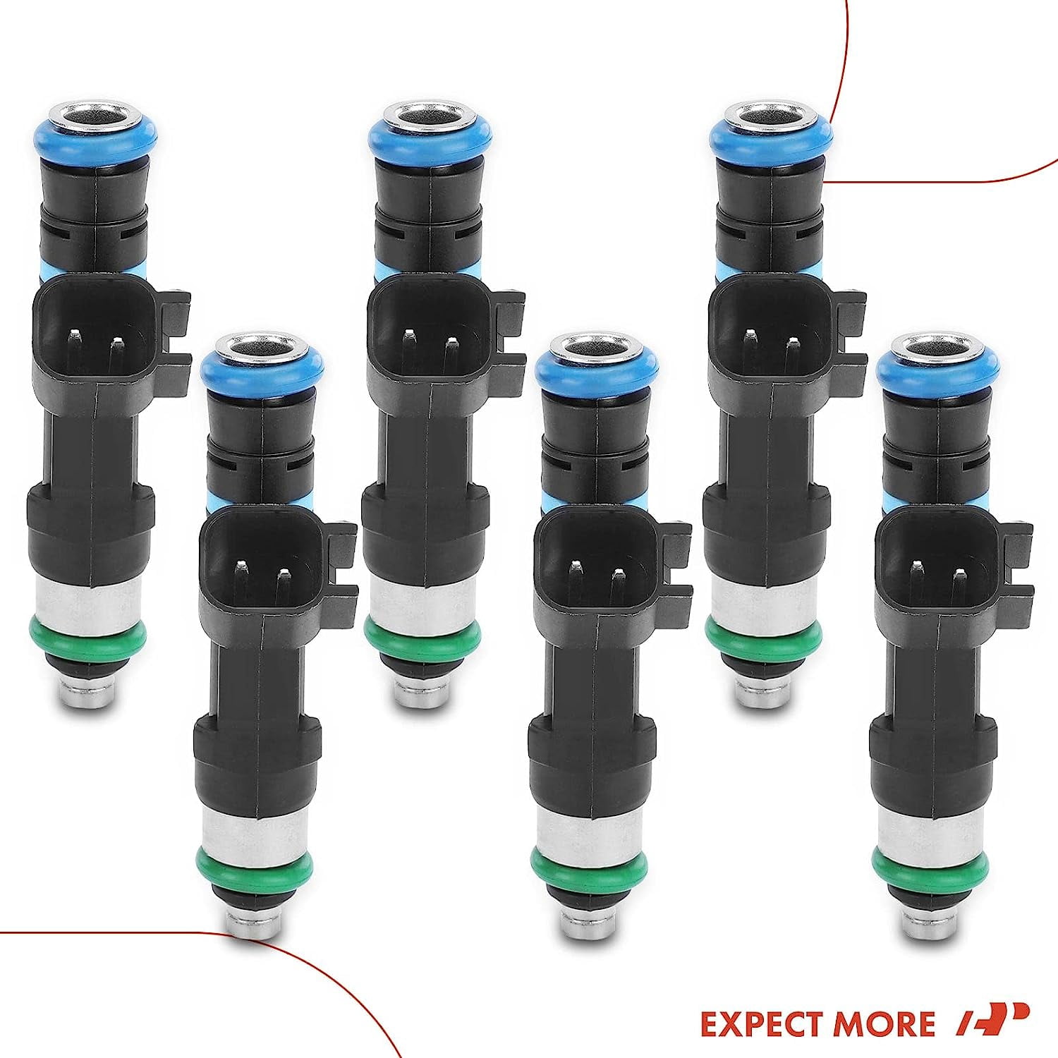 A-Premium Fuel Injectors Compatible with Jeep Grand Cherokee, Liberty & Dodge Ram 1500, Durango, Nitro, Dakota & Ram 1500, Dakota & Mitsubishi Raider, V6 3.7L, Set of 6, Replace# 0280158020