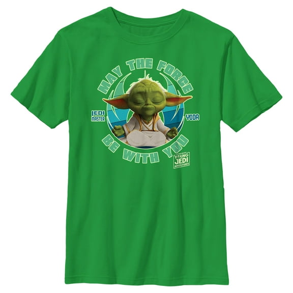 Boy's Star Wars: Young Jedi Adventures Jedi Master Yoda May the Force be With You  Graphic Tee Kelly Green Small