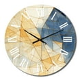 thumbnail image 2 of Designart "Minimalism in Blue and Gold II" Abstract Shapes Oversized Wall Clock, 2 of 5